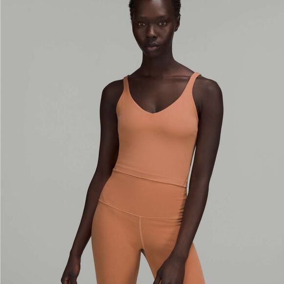 Lululemon Align Tank Top Shelf Bra Dusty Clay Nulu Cropped Active Size 14 - Picture 1 of 5